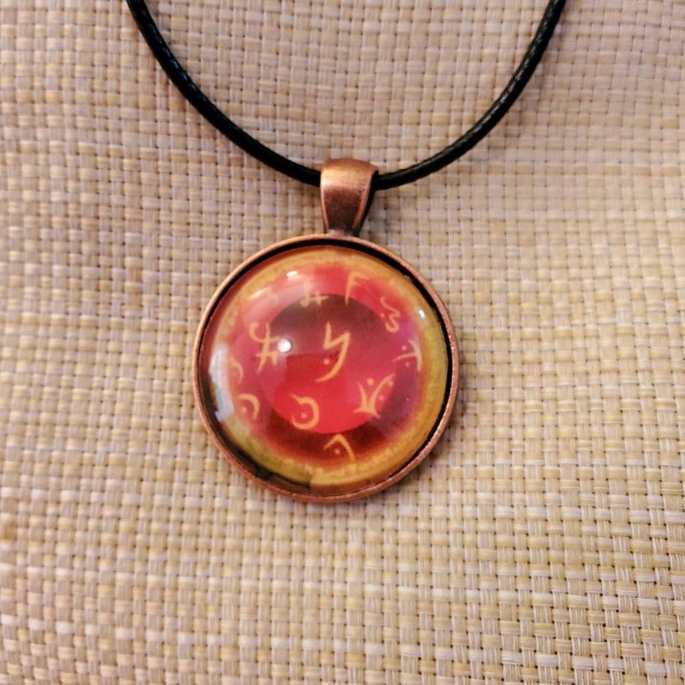 Red & Yellow "Magical Amulet" Pendant - Handmade